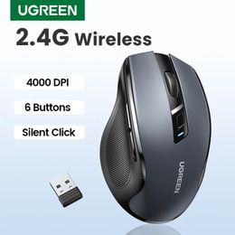 Ratón UGREEN inalámbrico ergonómico 4000 DPI silencioso 6 botones para tableta portátil ratones silenciosos silenciosos 24G 231228