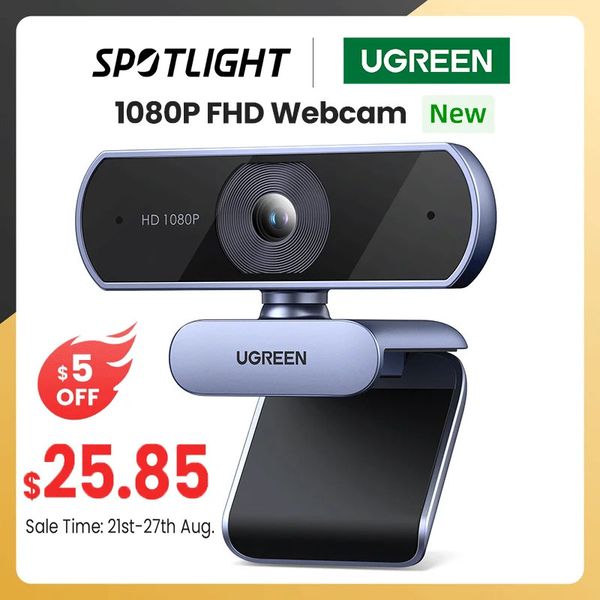 UGREEN USB Webcam 1080P HD Mini Webcam para computadora portátil Cámara Web Micrófonos duales para Youtube Zoom Videollamadas 2K web cam 240104