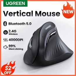 UGREEN Verticale Muis Draadloze Bluetooth50 24G Ergonomische 4000 DPI 6 Mute-knoppen voor Tablet Laptops Computer PC Muizen 240314