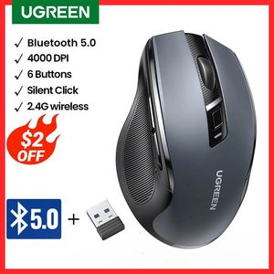 UGREEN Draadloze Muis Bluetooth50 Ergonomische 4000 DPI 6 Mute Knoppen Voor Tablet Laptops Computer PC 24G Muizen 240314