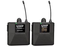 Microphone Lavalier sans fil double canal UHF, micro à revers pour appareil photo reflex numérique, portée 65M, Interview9584446