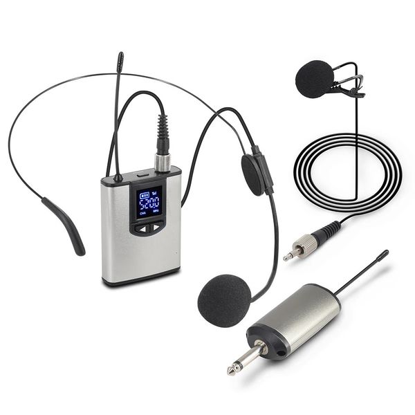 Microphone Lavalier sans fil UHF avec transmetteur Bodypack, cours d'instruction, entretien, enregistrement Vlog en direct 231226