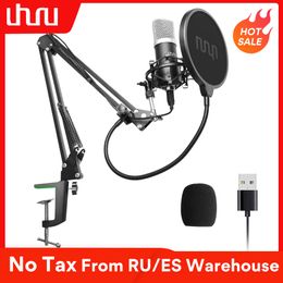 UHURU USB Podcast Condenser 192kHZ/24bit Professional PC Streaming Cardioid Microphone Kit Youtube Laptop Karaoké