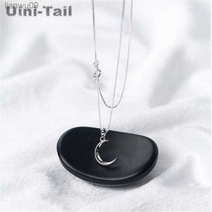 UiniTail hot nieuwe 925 Tibetaans zilveren Koreaanse zoete maan korte ketting temperament Crescent Bay sleutelbeen ketting vrouwelijke GN441 L230704