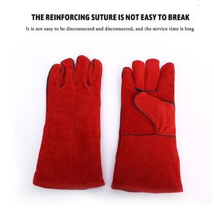 Uitrustingen Nouvelle paire 1 paire de 35 cm Gants de protection de soudage rouge de long avec les fournitures de protection de soudage de couture Kevlar