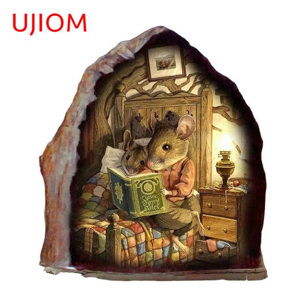 UJIOM, 13cm x 11,6 cm, pegatinas de pared con agujeros para ratones, pegatinas creativas para dormitorio y baño, pegatinas bonitas, maleta a prueba de arañazos, decoración para el hogar