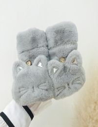 Ujtj Koreaanse kattenhoes herfst winter mooie student pluche verdikking warme en wanten en koud bewijs pluche open vingerse handschoenen GLO1277866