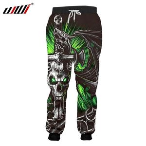 UJWI Dropship Sweatpants Hommes Cool Imprimer Crâne Vert Corne 3D Jogger Pantalon Casual Hip Hop Streetwear Pleine Longueur Pantalon 201128