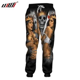 Ujwi Man Long Play Cards 3D Gedrukte broek Crown Beauty Skull Oversized 5xl kostuum Heren Winter Punk Rock Sweatpants 201128