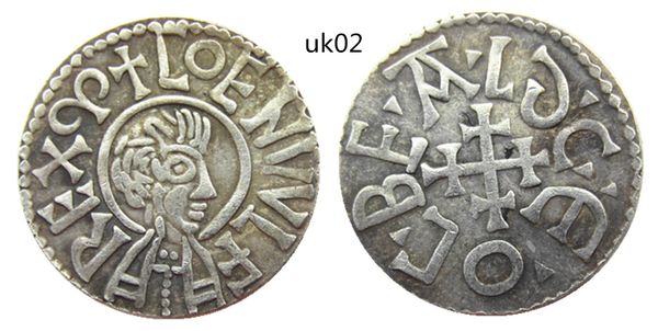ROYAUME-UNI (01)-uk03Royaume-Uni 839-859 Roi Aethelwulf de Wesex 1Penny Craft Argent Plaqué Copie Coin métal meurt fabrication