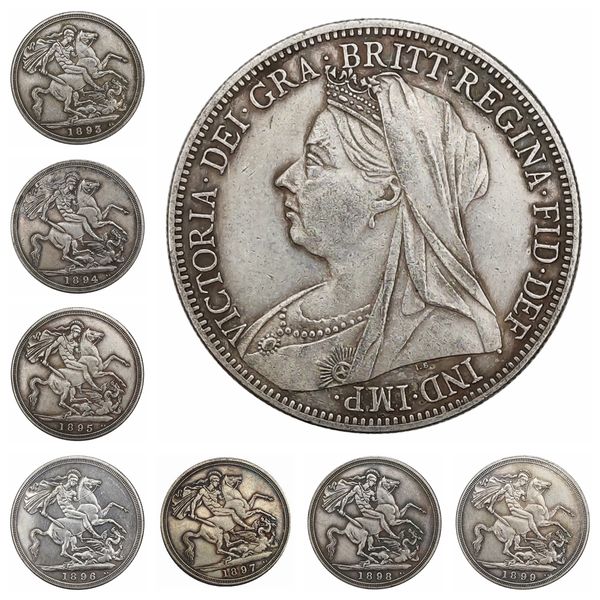 Reino Unido 1893-1899 1 corona-Victoria 3er retrato copia de monedas chapadas en plata