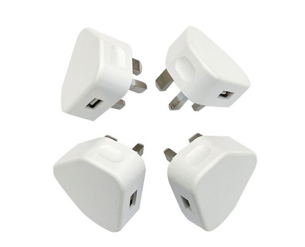 Adaptateur de chargeur secteur britannique à 3 broches, prise 5V 1A, chargeur mural USB britannique pour Iphone 6S 7Plus Samsung S6 S7 tablette Pc universel