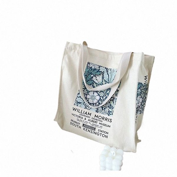 Royaume-Uni Arts Femme Toile Sac à bandoulière William Morris Vintage Fr Jardin Imprimer Zipper Livres Sac à main Grand fourre-tout pour les femmes Boutique y3bQ #