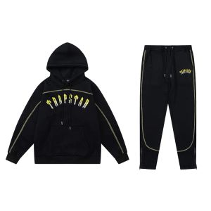 Designer britannique Trapstar Tracksuit Suit Widcard Zip-Black / Monochrome 1 Femmes brodées de qualité supérieure Pantalon Pantalon de jogger