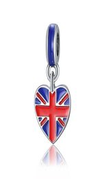 Perle de drapeau britannique, breloque d'espacement européenne, adaptée au Bracelet en forme de cœur, à l'huile, 6037685