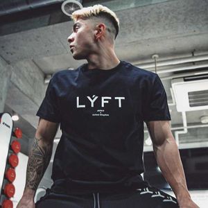 UK Japan LYFT-Merk Running T-shirt Mannen Bodybuilding Sport T-shirt Korte Mouw Compressie Top Gym Shirt Mannen Fitness strakke Tee X0602