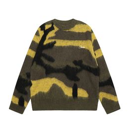 Royaume-uni hommes femmes broderie Camouflage Mohair pulls hiver automne élégant chaud tricoté hauts en laine 24ss 0131