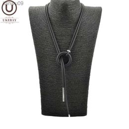 UK New Simple Pendentif Collier Femmes Long Colliers Chaînes Réglables Bijoux En Caoutchouc Corde Noire Boho Bijoux Match Vêtements L230704