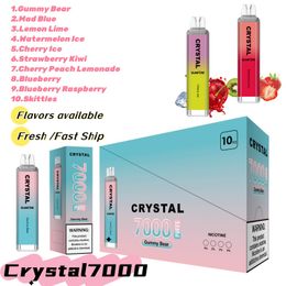 Uk originele Sunfire Crystal Pro Max 7000 7K Puff 10000 10K 0/2/3/5% Capaciteit Coil OEM VAPE PEN Wegwerp E Sigaret Devices Pod Kit 1300mAh Batterij 16ml S% E Crystal 4000
