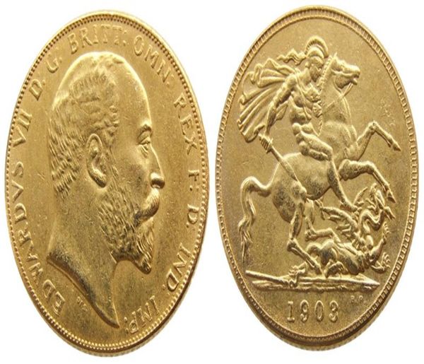 Reino Unido RARE 1903 British Coin King Edward VII 1 Sovereign Matt 24k Gold Copy Coins 3441807