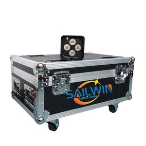 UE Stock 4x18W 6 en 1 RGBAW UV con batería aplicación móvil inteligente LED etapa Par luz con caja de vuelo de carga