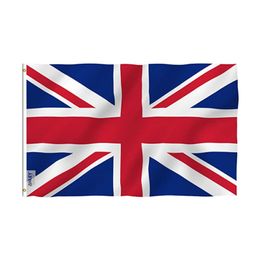 Drapeau du Royaume-Uni Royaume-Uni 0,9 x 1,5 m Couleurs vives En-tête en toile polyester et série d'œillets en laiton à double couture Imprimé le drapeau britannique en plein air