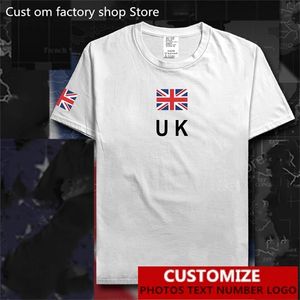 Camiseta con la bandera del país del Reino Unido Reino Unido de Gran Bretaña camiseta personalizada gratis DIY nombre número 100 camisetas de algodón 220620