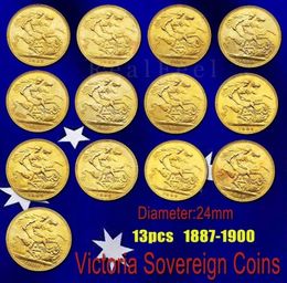 Royaume-Uni Victoria Sovereign Coins 13pcs Diverses Years Smal Gold Coin Art Collectible7570181