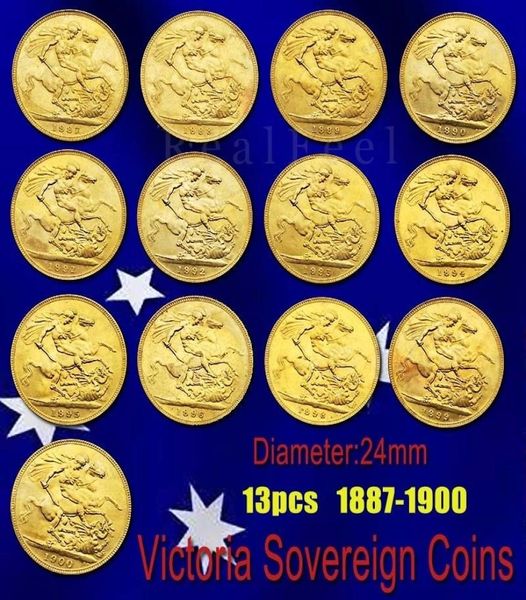 Royaume-Uni Victoria Sovereign Coins 13pcs Diverses Years Smal Gold Coin Art Collectible2883191