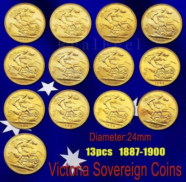 Royaume-Uni Victoria Sovereign Coins 13pcs Diverses Years Smal Gold Coin Art Collectible4076243