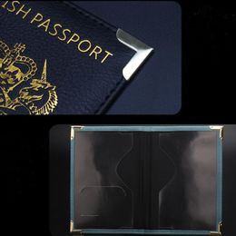 UK Women Men Travel Passport Cover Pu Leather Passeport pour le Royaume-Uni Great Britain British Card Holder Wallet