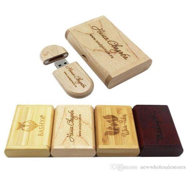 UK0001 USB Flash Drive 4GB 8GB 16GB 32 GB Pen Drives Maple USB Stick con la caja de madera284u4439127