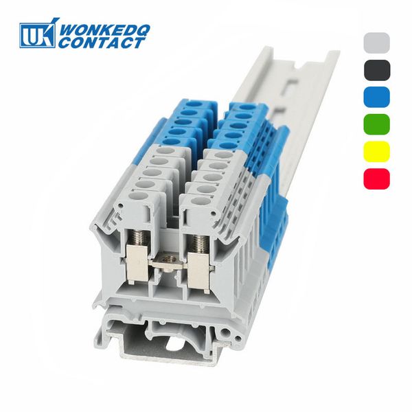 UK6N Tornillo DIN Rail Bloque Terminal UK 6 mm2 Conectores de alambre eléctrico de cable Terminales de alimentación UK6