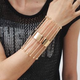 Ukmoc Gothic Statement Manchet Bangle Lange Strip Las Metalen Geometrische Armbanden voor Dames Mode-sieraden Accessoires Q0717