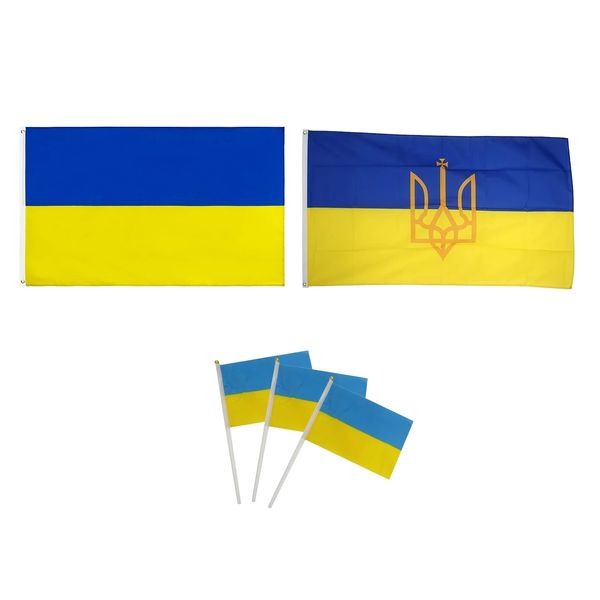 Drapeau de l'Ukraine Bannière de pays en polyester Durable et haut de gamme Drapeaux nationaux ukrainiens Décorations intérieures et extérieures CPA4263