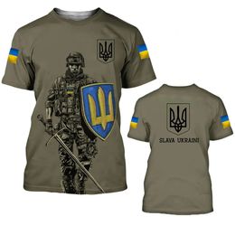 Oekraïne vlag shirt heren t-shirt tops Oekraïense leger camouflage camouflage korte mouw jersey zomer o-hals oversized streetwear mannelijke tees 240420