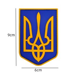Ukraine PVC Patch en caoutchouc Golden Trident bleu et jaune Ukr Flag brodé de badge de chapeau magique sac à dos décoratifs autocollants en tissu décoratif
