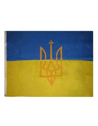 Drapeau Trident ukrainien d'ukraine, 150x90cm, 3x5 pieds, impression en Polyester, Sports d'équipe de Club d'intérieur avec 2 œillets en laiton, 4223250