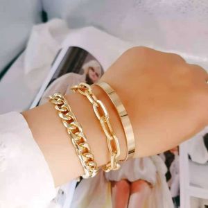 Bracelet de style punk hip-hop royal ukrainien, bijoux plaqué or, ensemble de chaînes à la mode et minimaliste, bracelet pour femmes