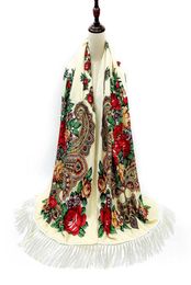 Oekraïense Russische Sjaal Winter Vrouwelijke Zakdoek Vrouwen Wrap Sjaal Babushka Lange Hijab Bloemenpatroon Dupatta Polish Omzoomd Q0822345202