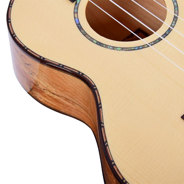 Ukulele top solide spruce 24 26 pouces concert ténor highgloss électrique acoustique guitare 4 cordes ukele guitarra taché d'érable