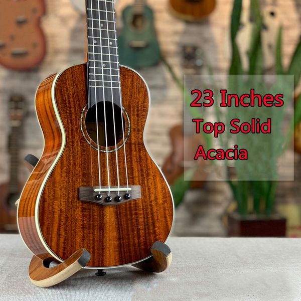 Ukuleletop Solid Acacia Wood Concert 23 pouces HighGloss Pick Up Guitar électrique ukele 4 cordes guitarra uke acoustique