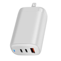 Chargeur PD en nitrure de gallium 65W certifié UL, broche pliante 65w, double PD QC3.0, chargeur à trois ports en nitrure de gallium