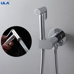 Ula draagbare bidet spuitspuit messing toilet bidet kraan zwart chroom koude koud water mixer badkamer shattaf klep hygiënische douche