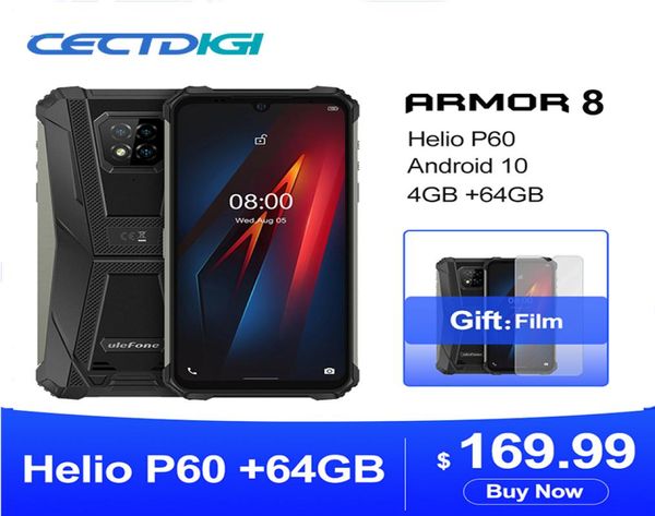 Ulefone Armor 8 4GB64GB Android 10 Hélio mobile robuste Helio P60 Octacore 24g5g Wifi 61 pouces Smartphone étanche8663831