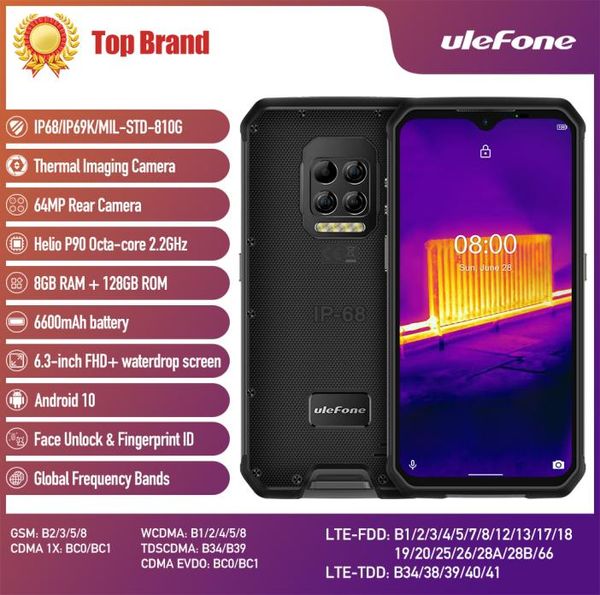 Ulefone Armor 9 8GB128GB Android 10 Cámara térmica Teléfono robusto Helio P90 Octacore Móvil 6600mAh 64MP Smartphone6045686