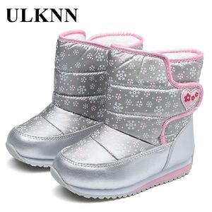 Ulknn filles garçons bottes d'hiver doublure en laine pour enfants bottes de neige imperméable tissu Oxford cheville enfants chaussures chaussures antidérapantes 201128
