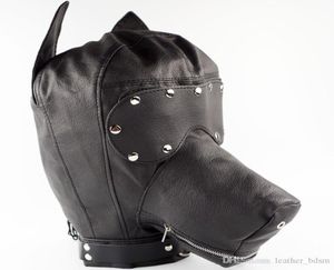 Ultimate Leather chien Hood Cuir Head Head Master Slave Role Role Play Muzzles Bondage SM Set2631137