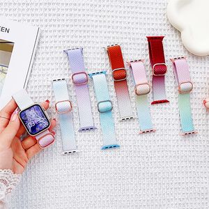 Bracelet en nylon arc-en-ciel ultra 49 mm pour bracelet de montre Apple 45 mm 41 mm 44 mm 40 mm 42 mm 38 mm Bracelet de montre intelligent iWatch série 8 7 6 5 SE Bracelet à boucle PAS alpin, PAS océan ni sentier