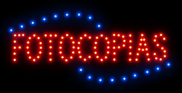 Ultra lumineux LED FOTOCOPIAS animé Neon Light signe des slogans accrocheurs taille semi-extérieure 48cm * 25cm Livraison gratuite